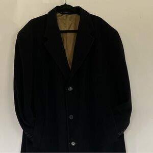 Joseph Abboud Long Black Wool Coat, Size 48R